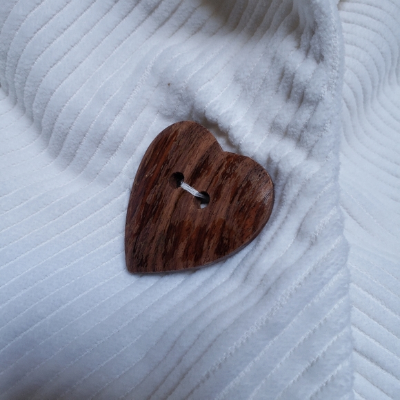 S early 00s corduroy heart-shaped wood button boho blazer - Picture 2 of 4